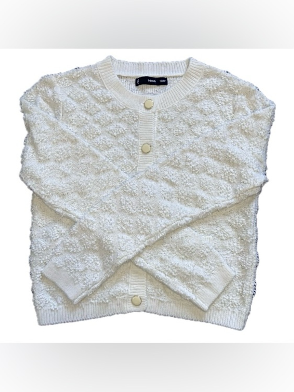 Mango Ivory Bouclé Knit Tweed Cardigan Coquette Quiet Luxury Frenchgirl - Small
